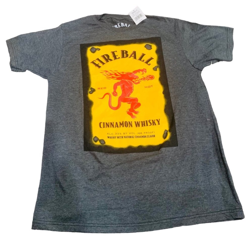 New! Fireball Whisky Size M Men Gray Tee shirt Short Sleeve